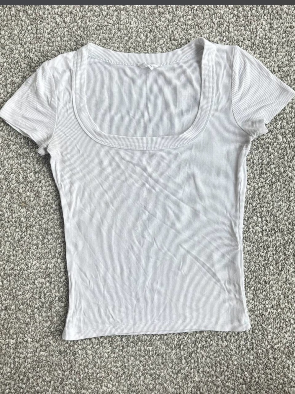 Cotton On White Scoop Neck Ribbed Short Sleeve Top